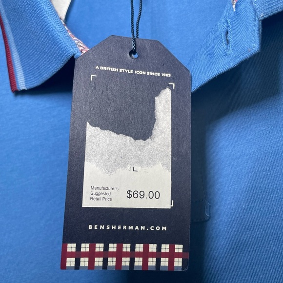 Ben Sherman blue golf shirt with burgundy piping
sz L - Picture 4 of 10